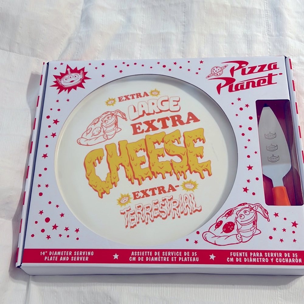 Disney Parks Hard to Find Planet Pizza Set Serving Plate & Server 14" Toy Story - Picture 3 of 9
